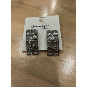 Crystal Rectangular Post Earrings